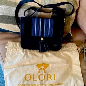 Olori leather and fabric purse in Navy - Color no longer available!